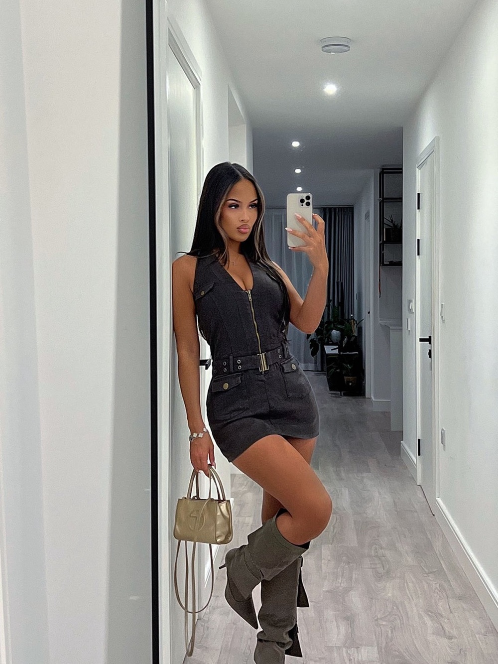 Fashion Nova Black Sleeveless Zip-Up Mini Dress